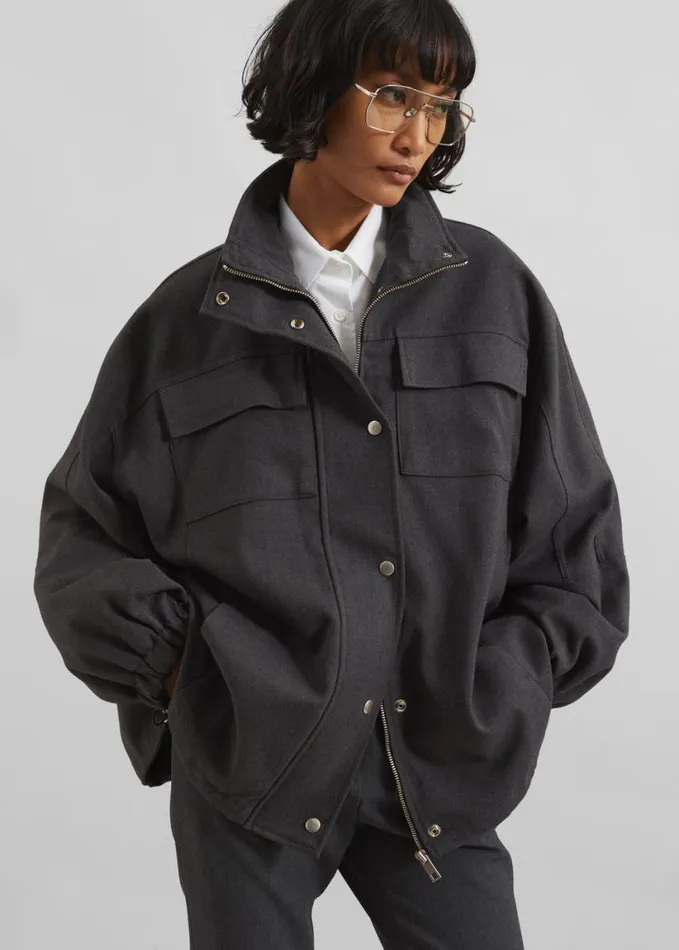 Outerwear Women The Frankie Shop Monroy Utility Jacket 8211 Charcoal
