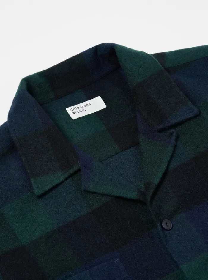 Overshirts Men Universal Works Universal Works Work Shirt In Navy Brushed Black Watch