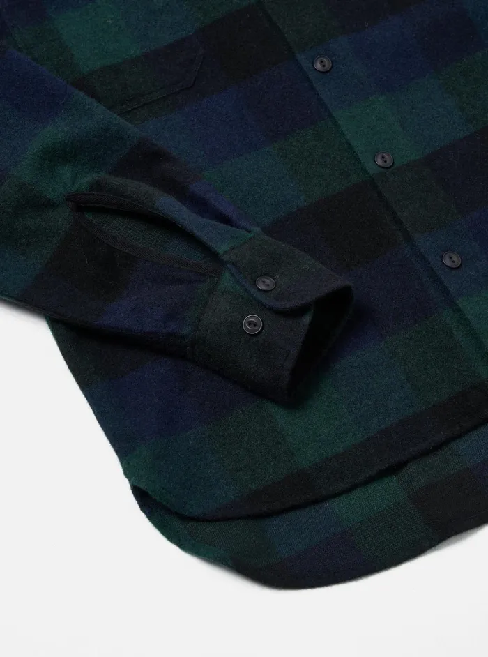 Overshirts Men Universal Works Universal Works Work Shirt In Navy Brushed Black Watch