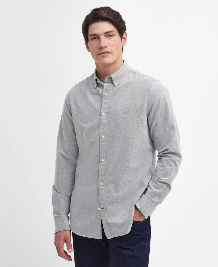 Oxford Tailored LongSleeved Shirt Pale Sage Men Barbour Shirts