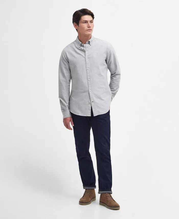 Oxford Tailored LongSleeved Shirt Pale Sage Men Barbour Shirts