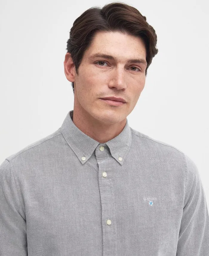 Oxford Tailored LongSleeved Shirt Pale Sage Men Barbour Shirts