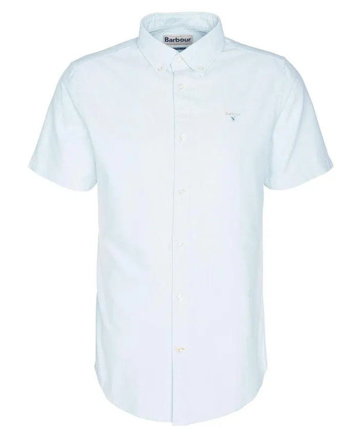 Oxford Tailored ShortSleeved Shirt Blue Chalk Men Barbour Shirts