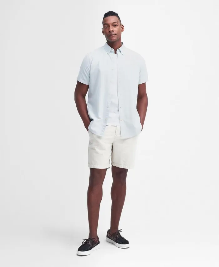 Oxford Tailored ShortSleeved Shirt Blue Chalk Men Barbour Shirts