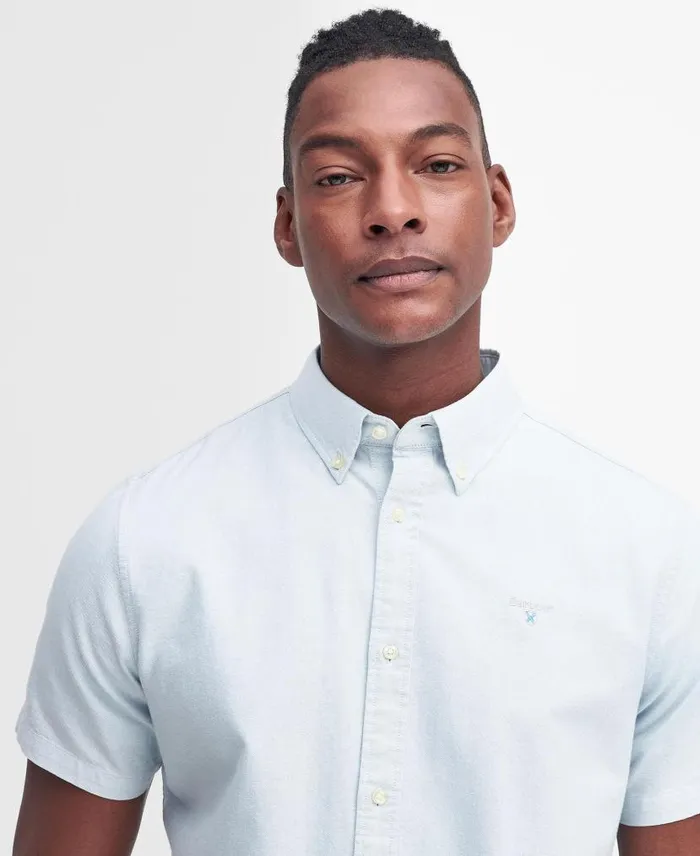 Oxford Tailored ShortSleeved Shirt Blue Chalk Men Barbour Shirts