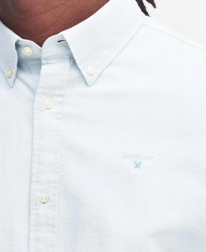 Oxford Tailored ShortSleeved Shirt Blue Chalk Men Barbour Shirts