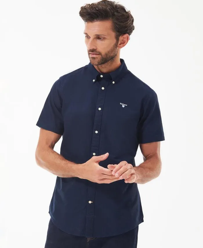 Oxford Tailored ShortSleeved Shirt Sky Men Barbour Shirts