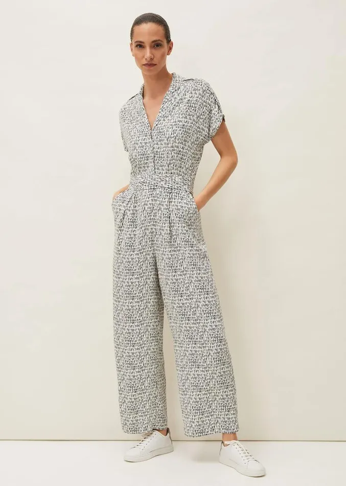 Paige Abstract Print Jumpsuit Navyivory Women Phase Eight Dresses