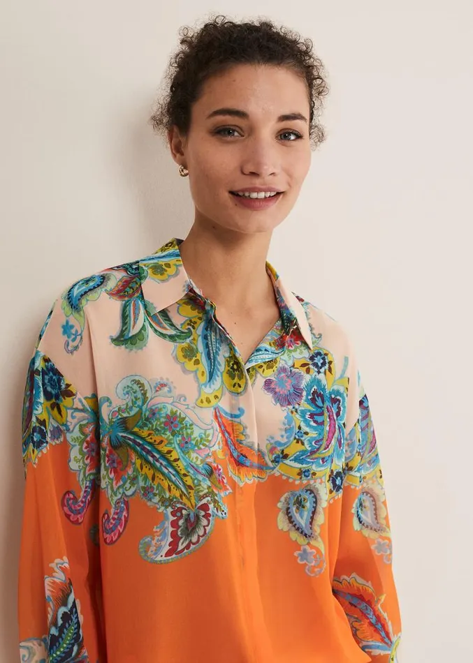 Paisley Placement Shirt Orange Women Phase Eight Shirts and Blouses