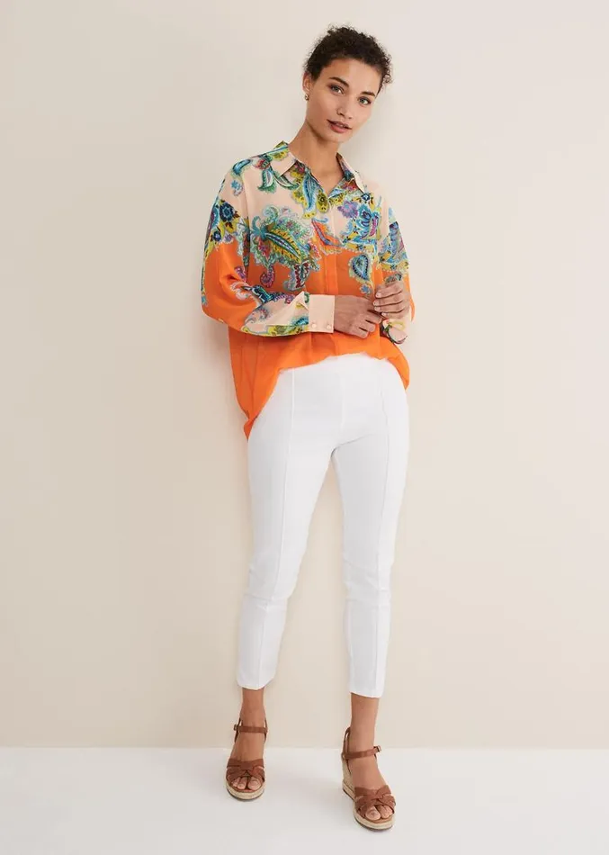Paisley Placement Shirt Orange Women Phase Eight Shirts and Blouses