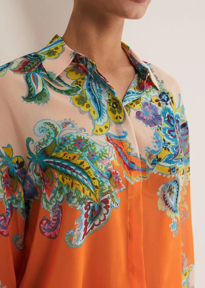 Paisley Placement Shirt Orange Women Phase Eight Shirts and Blouses
