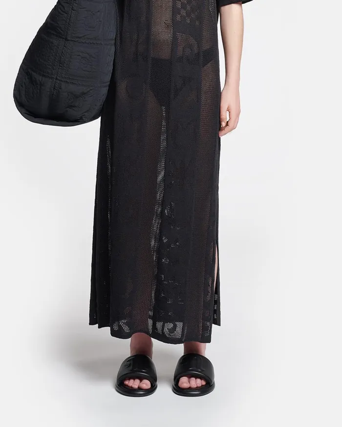 Parake Paper Crochet PoloNeck Dress Black Women Nanushka Dresses