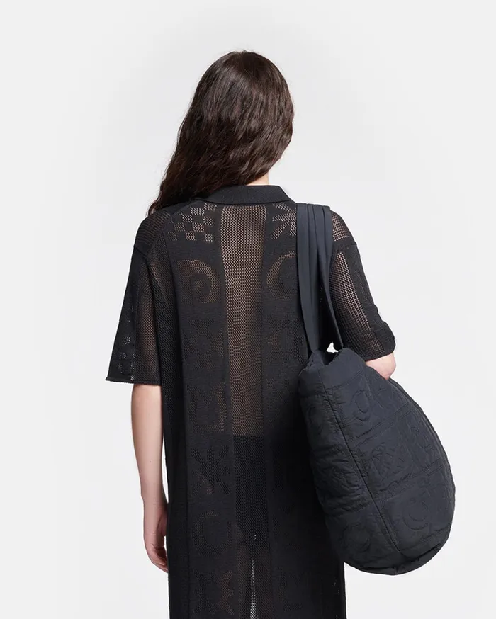 Parake Paper Crochet PoloNeck Dress Black Women Nanushka Dresses