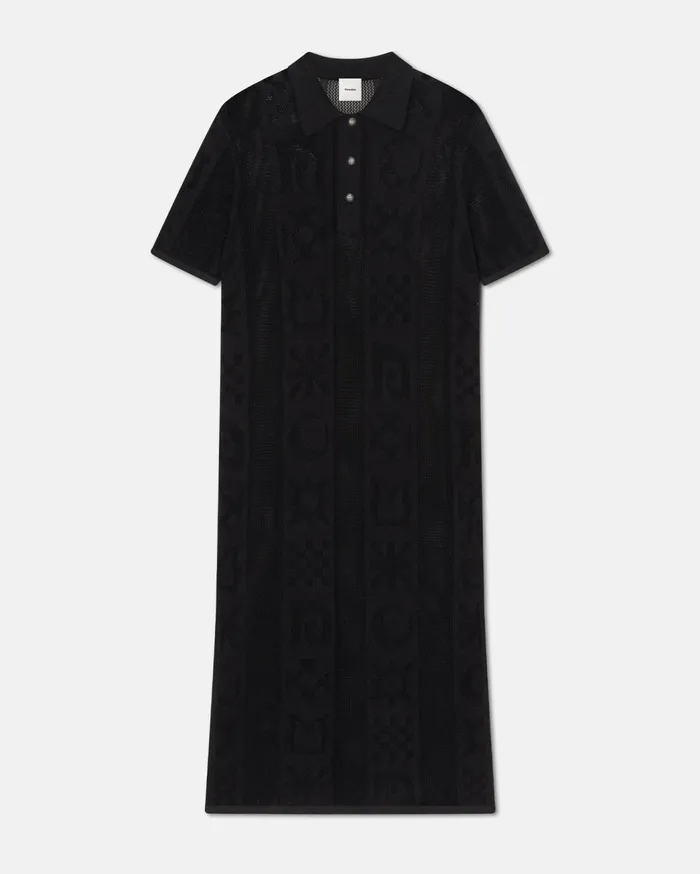 Parake Paper Crochet PoloNeck Dress Black Women Nanushka Dresses