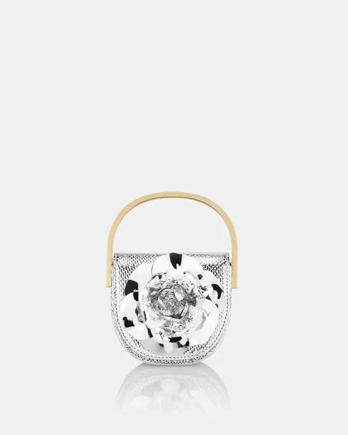 Paris Rose Micro Bag Silver Women Aquazzura Mini Bags Paris Rose Micro Bag Silver Women Aquazzura Mini Bags