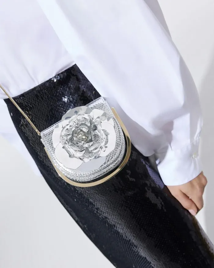 Paris Rose Micro Bag Silver Women Aquazzura Mini Bags Paris Rose Micro Bag Silver Women Aquazzura Mini Bags