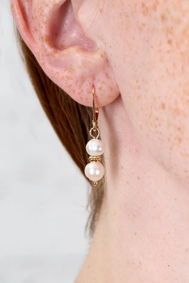 Pearl Drop Earrings Gold Women Brandy Melville Jewelry