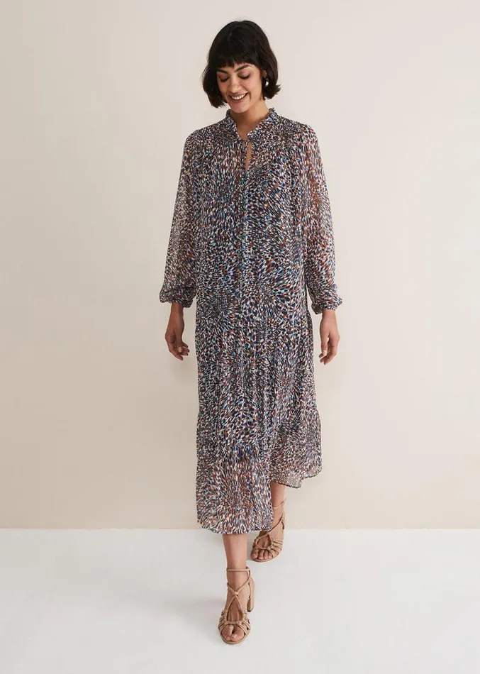 Penele Chiffon Midi Dress Black Women Phase Eight Dresses