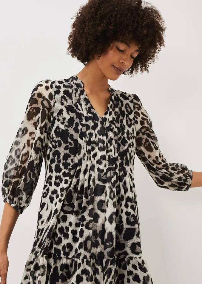 Penele Leopard Print Swing Dress Blackmulti Women Phase Eight Dresses