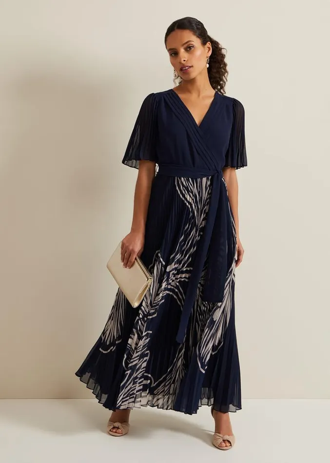 Petite Abigail Printed Pleat Midaxi Dress Multicoloured Women Phase Eight Dresses