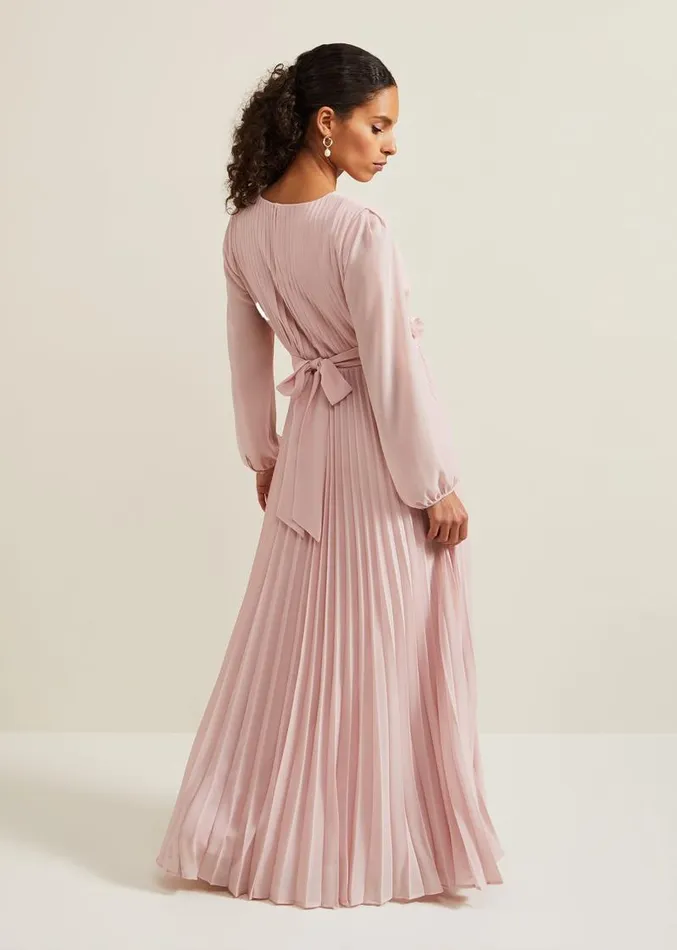 Petite Alecia Pleated Maxi Dress Antique Rose Women Phase Eight Dresses