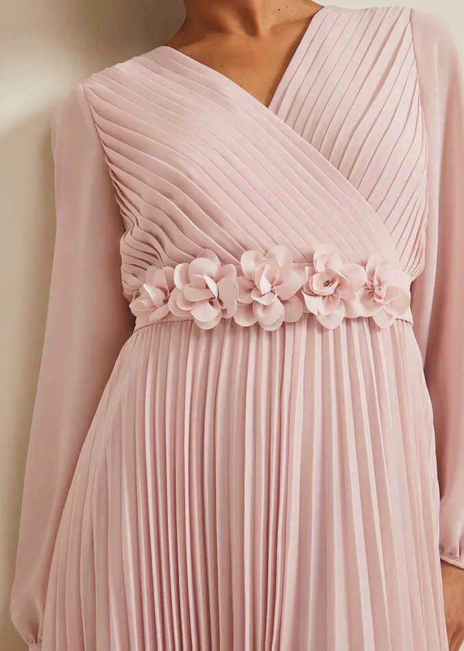 Petite Alecia Pleated Maxi Dress Antique Rose Women Phase Eight Dresses