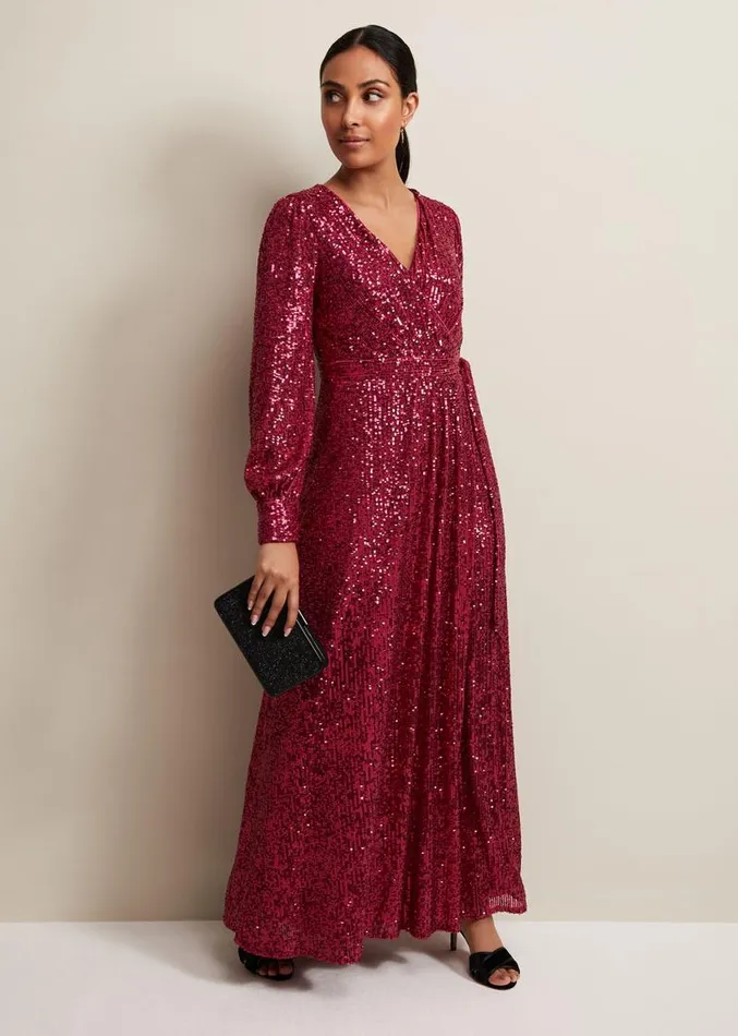 Petite Amily Pink Sequin Maxi Dress Pink Women Phase Eight Dresses