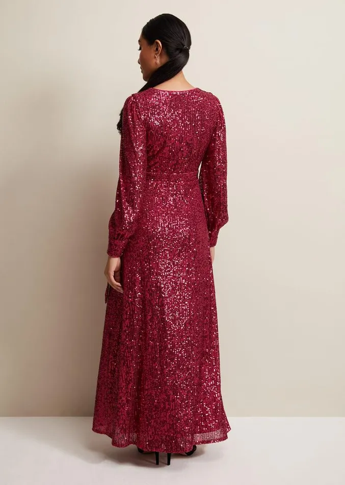 Petite Amily Pink Sequin Maxi Dress Pink Women Phase Eight Dresses