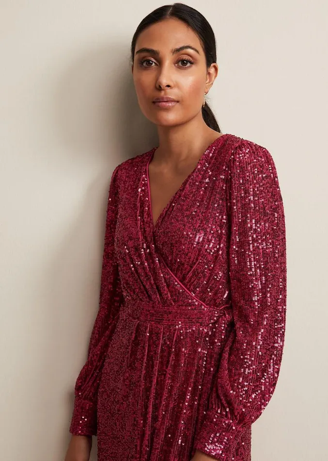 Petite Amily Pink Sequin Maxi Dress Pink Women Phase Eight Dresses