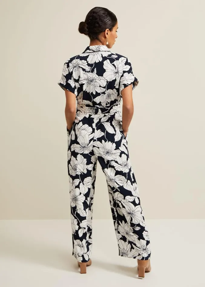 Petite Constance Floral Jumpsuit Navyivory Women Phase Eight Dresses