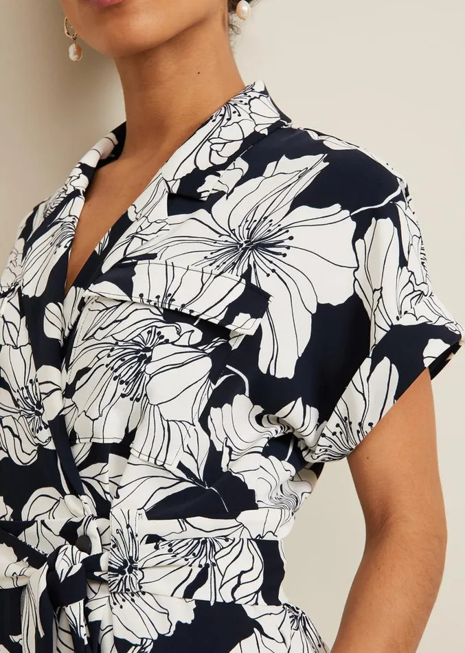 Petite Constance Floral Jumpsuit Navyivory Women Phase Eight Dresses