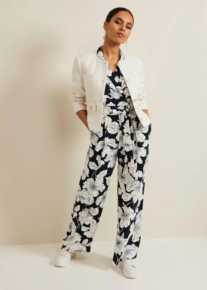 Petite Constance Floral Jumpsuit Navyivory Women Phase Eight Dresses