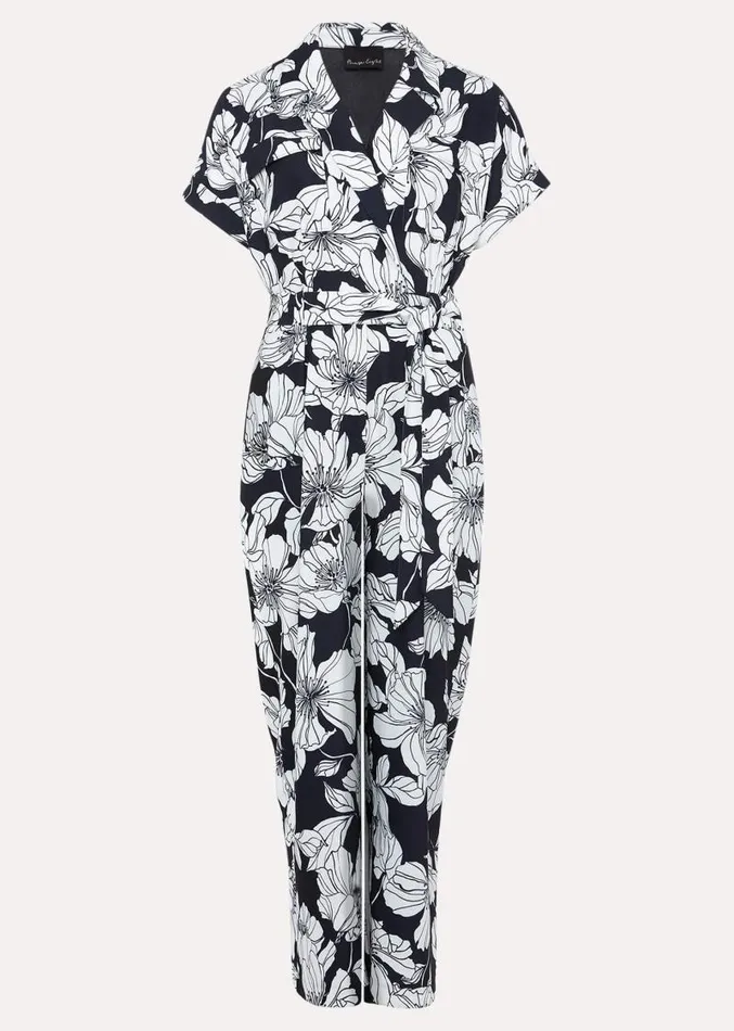 Petite Constance Floral Jumpsuit Navyivory Women Phase Eight Dresses