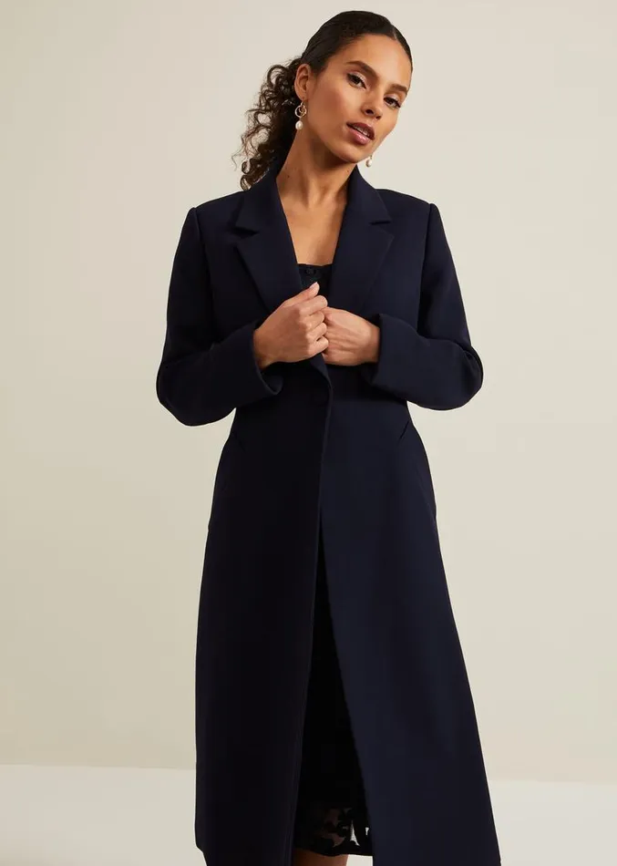 Petite Juliette Crepe Coat Navy Women Phase Eight Coats
