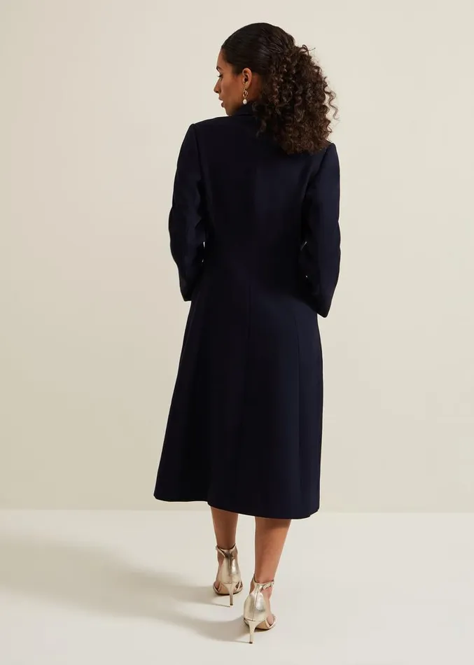 Petite Juliette Crepe Coat Navy Women Phase Eight Coats
