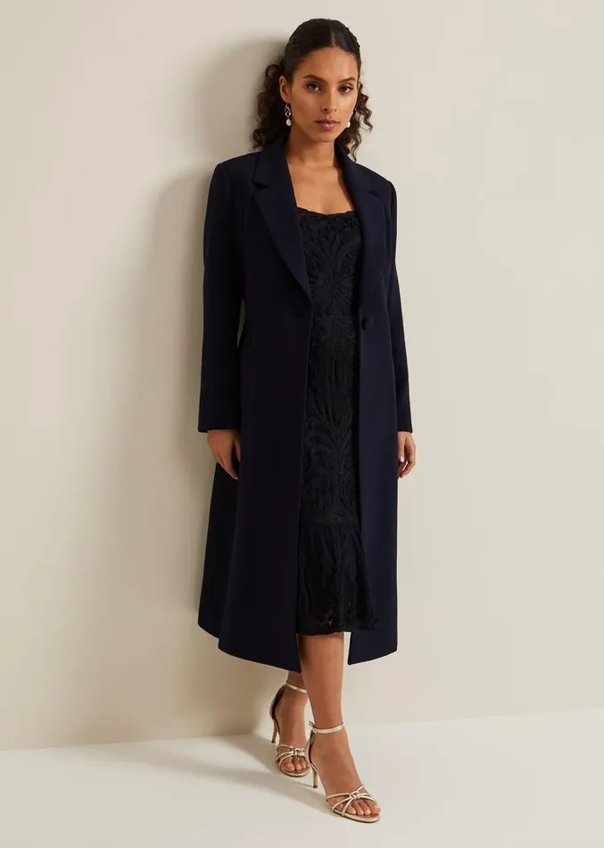 Petite Juliette Crepe Coat Navy Women Phase Eight Coats