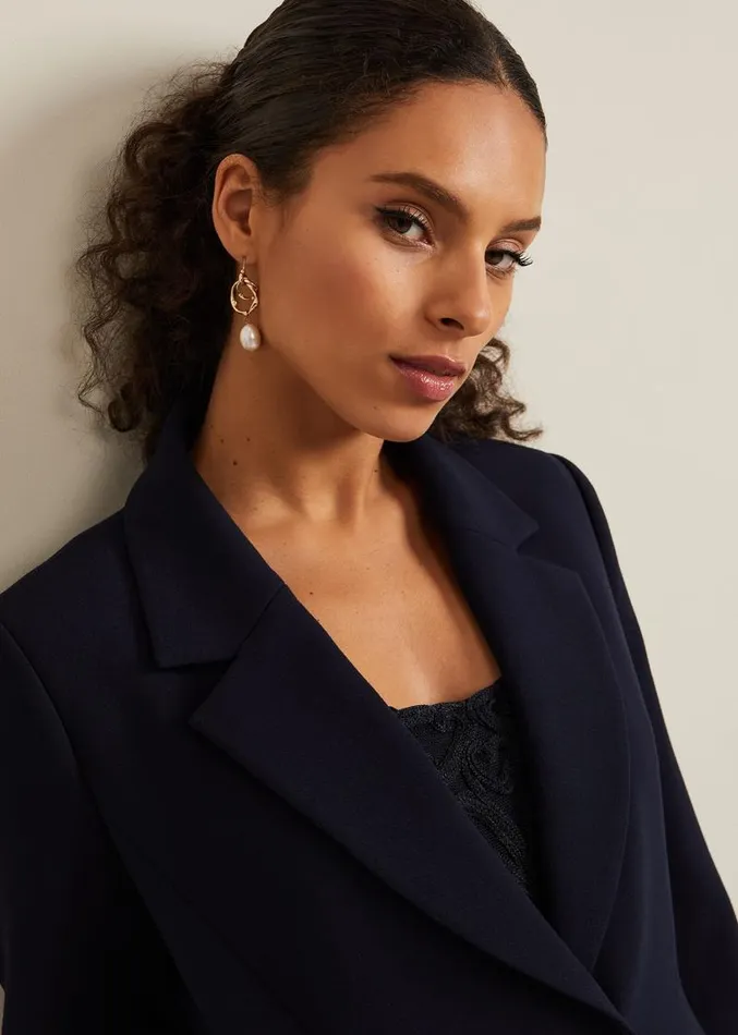 Petite Juliette Crepe Coat Navy Women Phase Eight Coats
