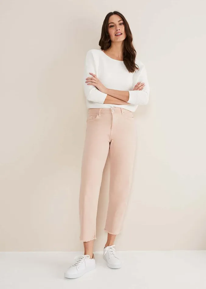 Petra Raw Hem Straight Leg Jean Pink Women Phase Eight Trousers