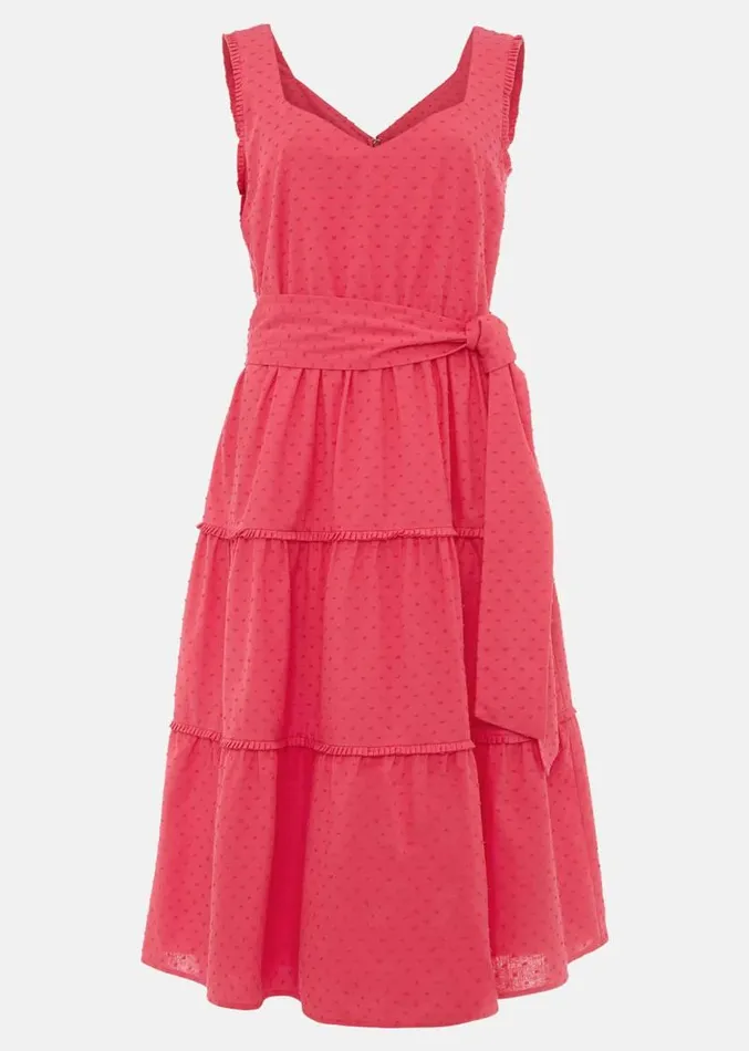 Peyton Cotton Dobby Midi Dress Hot Pink Women Phase Eight Dresses