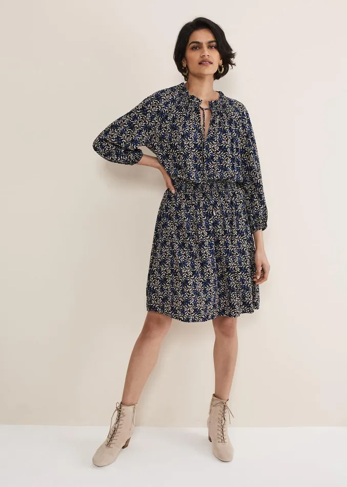 Phillipa Floral Swing Dress Navy Women Phase Eight Dresses