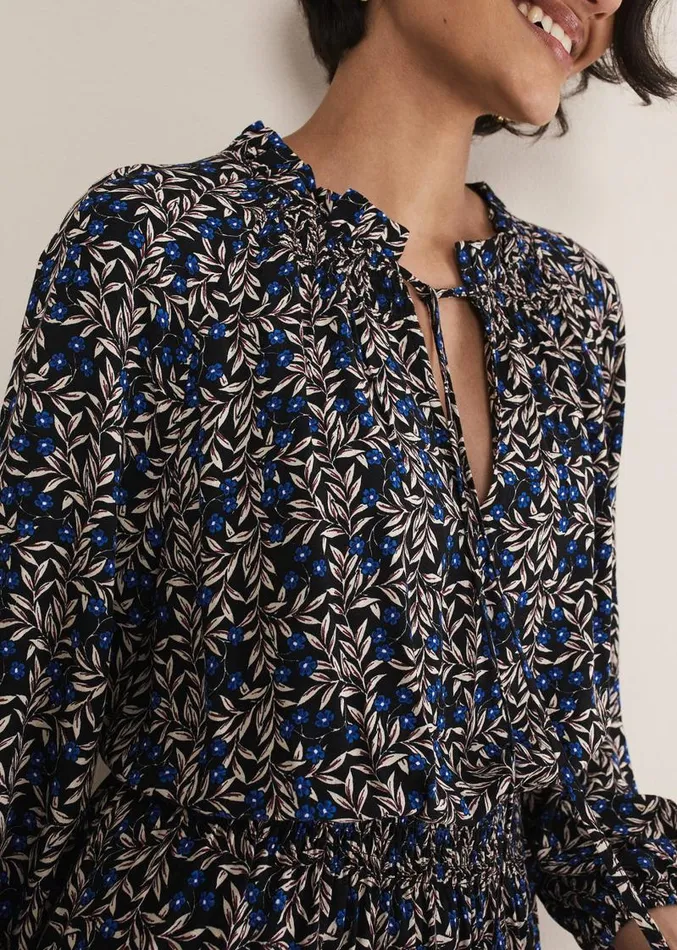 Phillipa Floral Swing Dress Navy Women Phase Eight Dresses