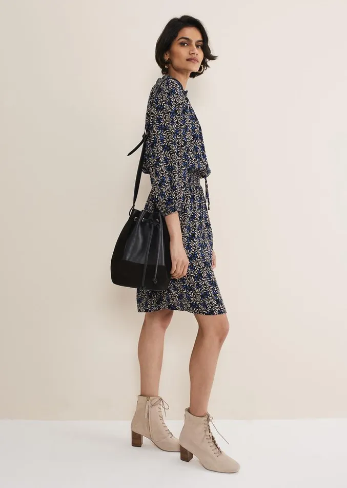 Phillipa Floral Swing Dress Navy Women Phase Eight Dresses