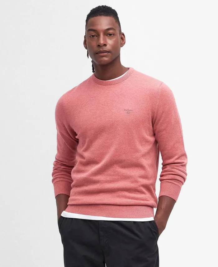 Pima Cotton Crew Neck Jumper Honey Gold Men Barbour Jumpers