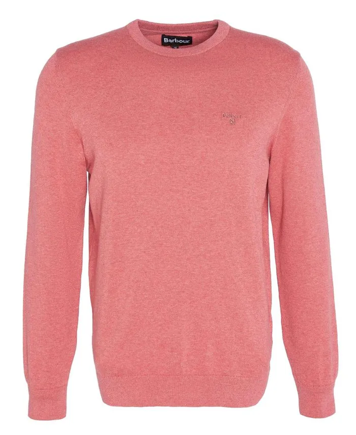 Pima Cotton Crew Neck Jumper Honey Gold Men Barbour Jumpers