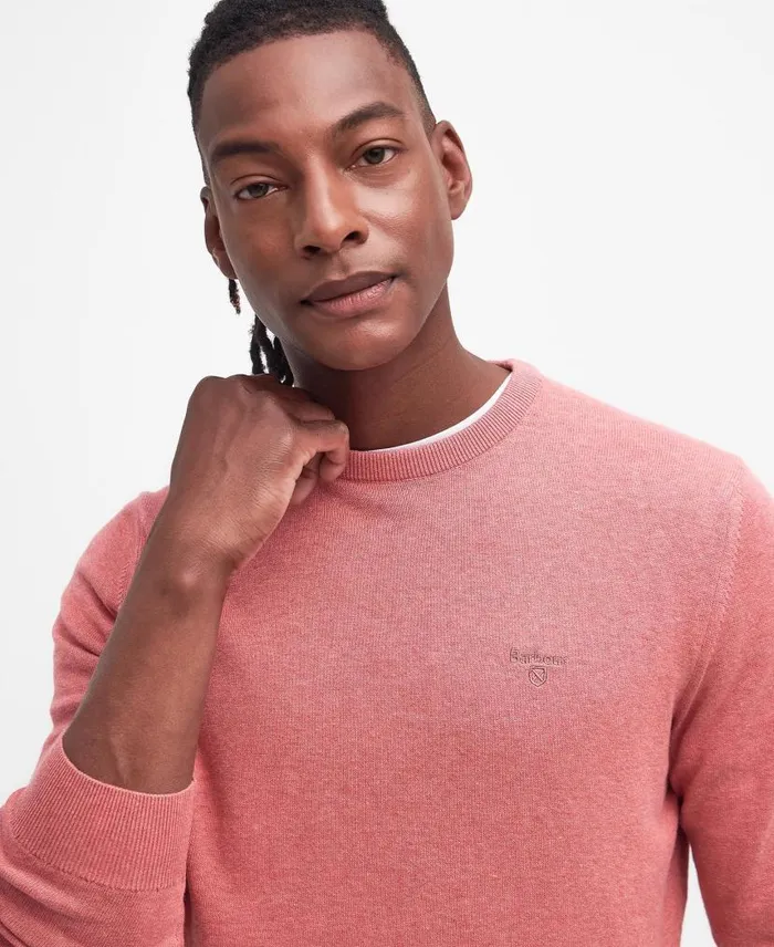 Pima Cotton Crew Neck Jumper Honey Gold Men Barbour Jumpers
