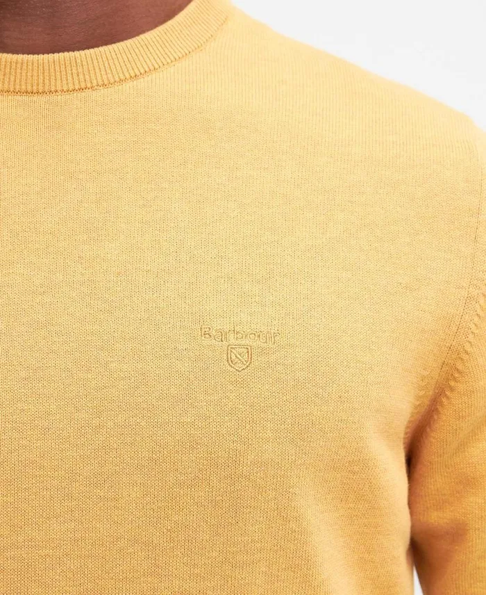 Pima Cotton Crew Neck Jumper Honey Gold Men Barbour Jumpers