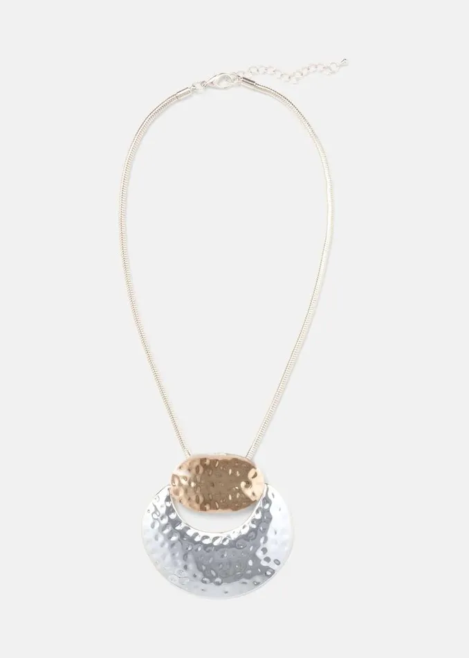 Pippa Hammered Circle Pendant Necklace Multicoloured Women Phase Eight Knitwear