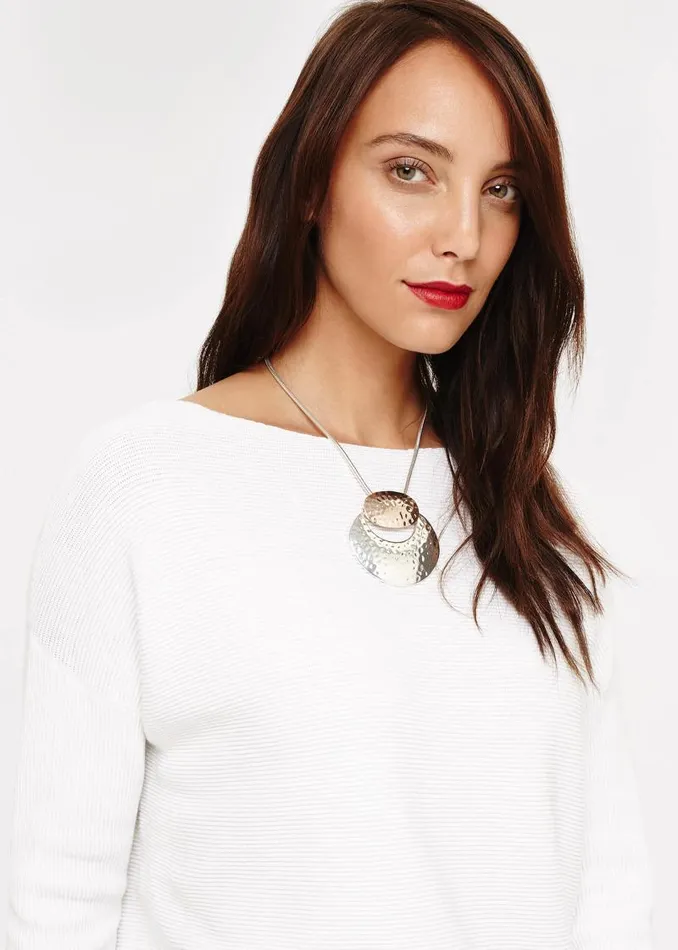 Pippa Hammered Circle Pendant Necklace Multicoloured Women Phase Eight Knitwear