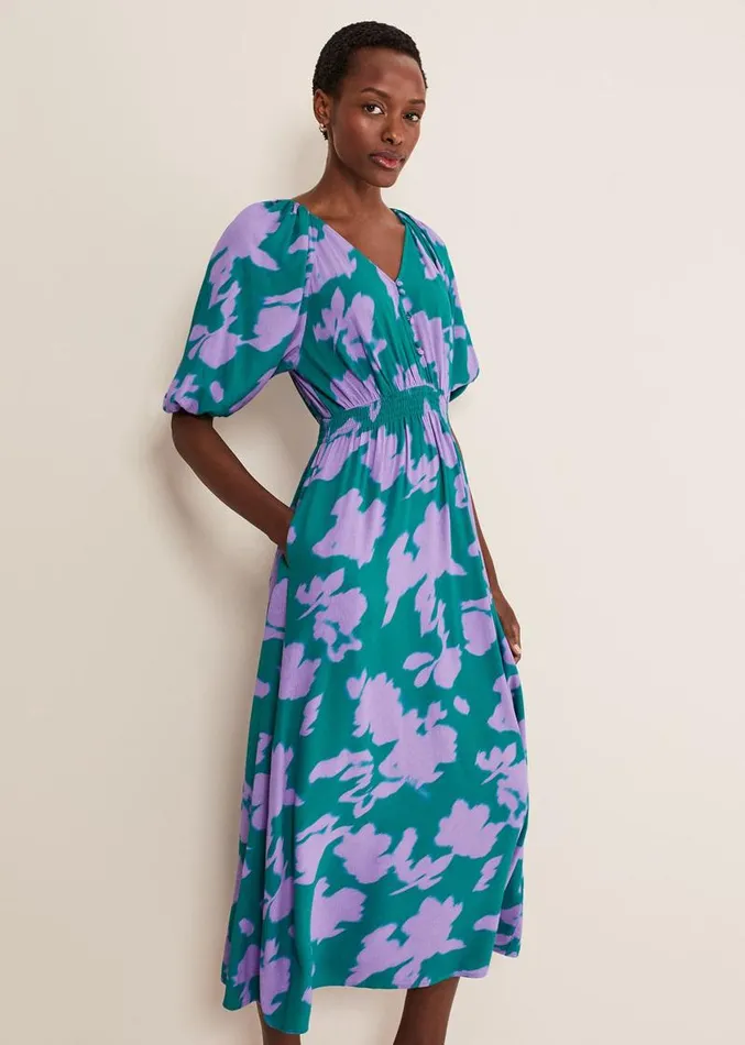 Pippa Midi Dress Greenpurple Women Phase Eight Dresses