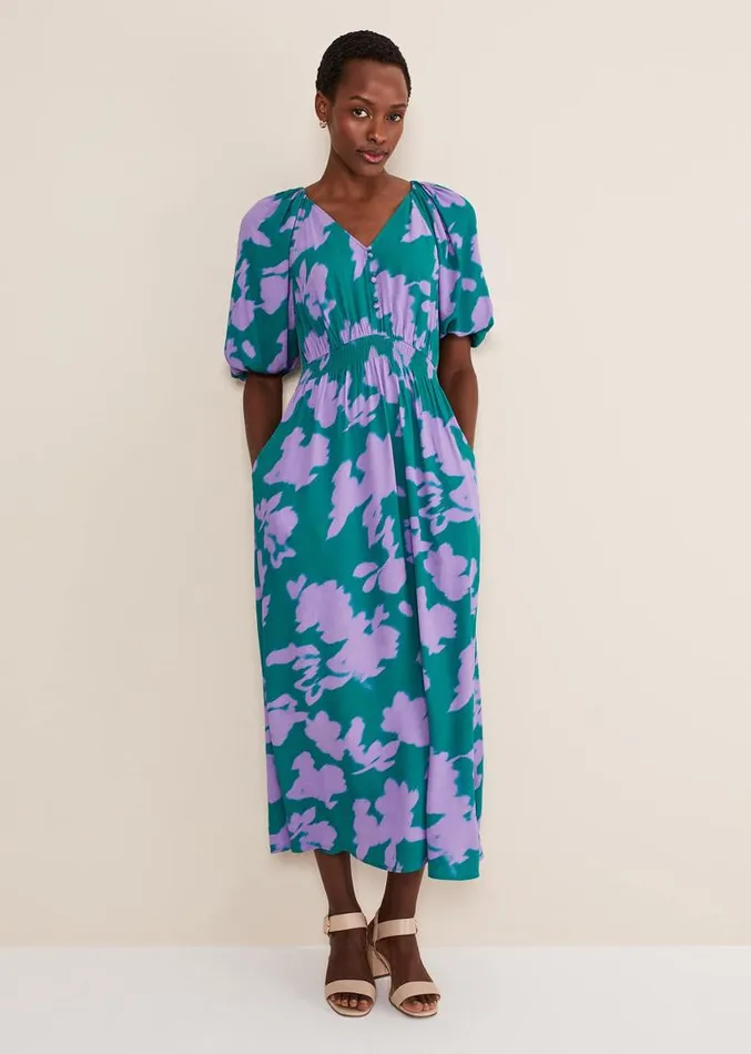 Pippa Midi Dress Greenpurple Women Phase Eight Dresses